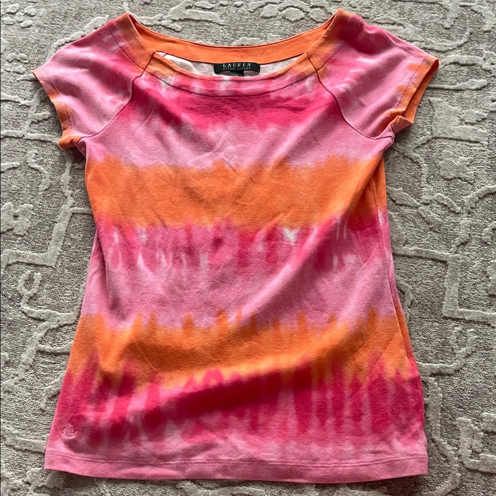 Ralph Lauren Pink and Orange Tie-Dye 90s Tee